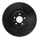 R1 13-14 Ford Mustang Front Right Drilled & Slotted Black Brake Rotor