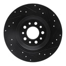 R1 14-23 Jeep Cherokee Rear Left Drilled & Slotted Black Brake Rotor