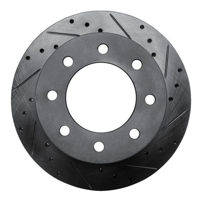 R1 03-05 Chevrolet Silverado 1500 Rear Right Drilled & Slotted Black Brake Rotor