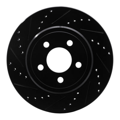 R1 05-23 Chrysler 300 Rear Left Drilled & Slotted Black Brake Rotor