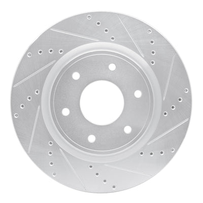 R1 05-07 Infiniti QX56 Front Right Drilled & Slotted Silver Brake Rotor