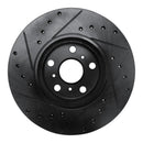 R1 90-93 Toyota Celica Front Right Drilled & Slotted Black Brake Rotor