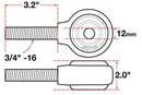 SPC Performance xAxis Sealed Flex Joint LH 3/4in-16x12mm BH x 2in W