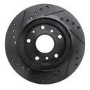 R1 88-92 Ford Probe Front Right Drilled & Slotted Black Brake Rotor