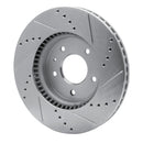 R1 07-15 Chevrolet CAPTIVA Front Left Drilled & Slotted Silver Brake Rotor