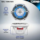 DS18 NXL-M Series Spkr w/ RGB LED Lights 10in 2-Way 200 Watts RMS 4 ohm Wht Grill Detached w/ Cover