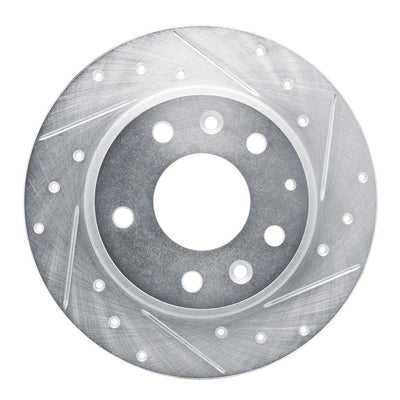 R1 14-25 Mazda 3 Rear Right Drilled & Slotted Silver Brake Rotor