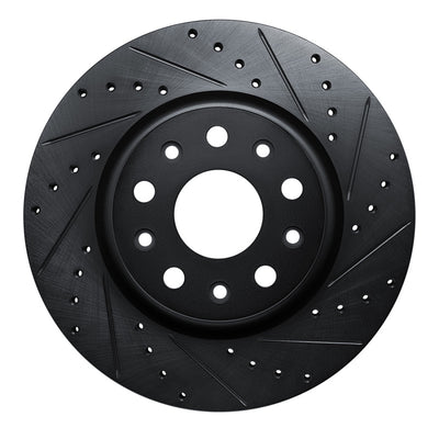 R1 18-25 Jeep Wrangler Front Right Drilled & Slotted Black Brake Rotor