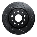 R1 18-25 Jeep Wrangler Front Right Drilled & Slotted Black Brake Rotor