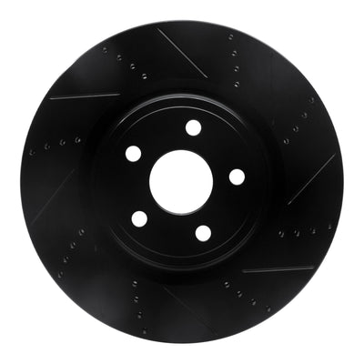 R1 2012-2025 Dodge Durango Front Right Drilled & Slotted Black Brake Rotor