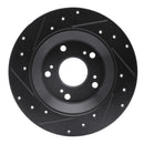 R1 00-09 Honda S2000 Rear Right Drilled & Slotted Black Brake Rotor