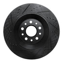 R1 2017-2024 Maserati Ghibli Rear Right Drilled & Slotted Black Brake Rotor