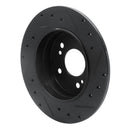 R1 87-15 Chrysler Crossfire Rear Left Drilled & Slotted Black Brake Rotor