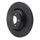 R1 07-08 BMW ALPINA B7 Rear Left Drilled & Slotted Black Brake Rotor