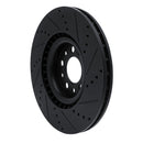 R1 2017-2025 Alfa Romeo Stelvio Front Right Drilled & Slotted Black Brake Rotor