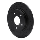R1 08-16 Chrysler Town & Country Rear Left Drilled & Slotted Black Brake Rotor