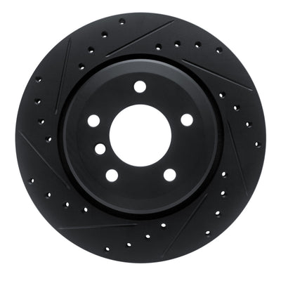 R1 01-06 BMW 330CI Rear Left Drilled & Slotted Black Brake Rotor