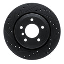 R1 01-06 BMW 330CI Rear Left Drilled & Slotted Black Brake Rotor