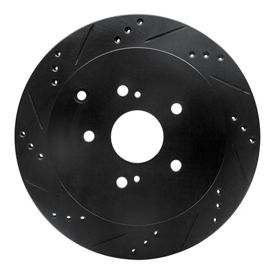 R1 09-17 Suzuki Grand Vitara Rear Left Drilled & Slotted Black Brake Rotor