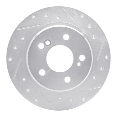 R1 90-95 Mercedes-Benz SL500 Rear Right Drilled & Slotted Silver Brake Rotor