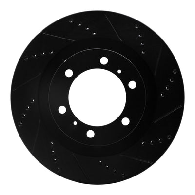 R1 10-24 Lexus GX460 Front Right Drilled & Slotted Black Brake Rotor