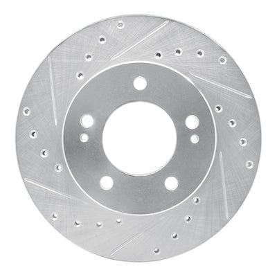 R1 83-89 Chrysler Conquest Front Left Drilled & Slotted Silver Brake Rotor