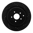 R1 09-24 Infiniti QX70 Rear Drilled & Slotted Black Brake Rotor Set