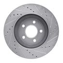 R1 05-14 Ford Mustang Front Left Drilled & Slotted Silver Brake Rotor