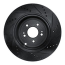 R1 18-25 Genesis G70 Rear Left Drilled & Slotted Black Brake Rotor