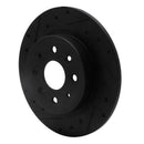 R1 98-03 Kia Sephia Rear Left Drilled & Slotted Black Brake Rotor