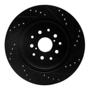 R1 93-98 Toyota Supra Rear Left Drilled & Slotted Black Brake Rotor