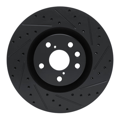 R1 11-25 Lexus IS200T Right Front Drilled & Slotted Black Brake Rotor