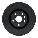 R1 11-25 Lexus IS200T Right Front Drilled & Slotted Black Brake Rotor