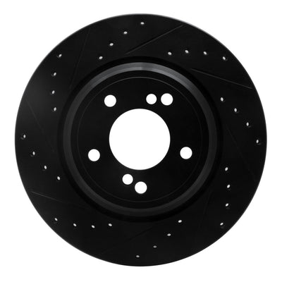 R1 00-06 BMW M5 Rear Left Drilled & Slotted Black Brake Rotor