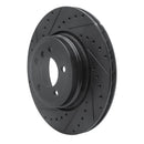 R1 05-08 BMW 760I Rear Left Drilled & Slotted Black Brake Rotor