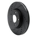 R1 03-05 Infiniti G35 Front Left Drilled & Slotted Black Brake Rotor