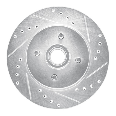 R1 87-93 Ford Mustang Front Right Drilled & Slotted Silver Brake Rotor