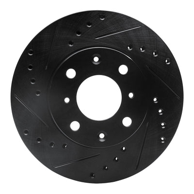 R1 86-91 Acura Integra Front Left Drilled & Slotted Black Brake Rotor
