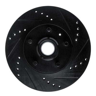 R1 82-87 Volvo 760 Series Front Right Drilled & Slotted Black Brake Rotor