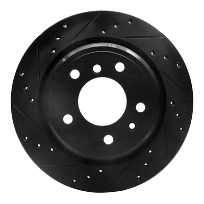 R1 91-95 BMW 540I Rear Left Drilled & Slotted Black Brake Rotor