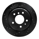 R1 91-95 BMW 540I Rear Left Drilled & Slotted Black Brake Rotor