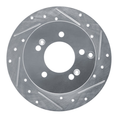 R1 07-12 Kia Rondo (Canada) Rear Right Drilled & Slotted Silver Brake Rotor