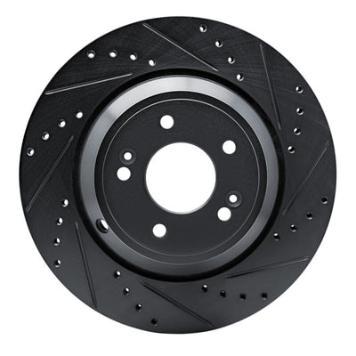 R1 18-23 Genesis G70 Rear Right Drilled & Slotted Black Brake Rotor
