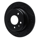 R1 88-94 BMW 750IL Rear Left Drilled & Slotted Black Brake Rotor