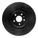 R1 12-21 Tesla Model X Front Right Drilled & Slotted Black Brake Rotor