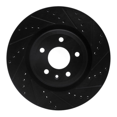 R1 11-19 Ford Explorer Front Right Drilled & Slotted Black Brake Rotor