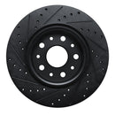 R1 18-25 Jeep Wrangler Front Right Drilled & Slotted Black Brake Rotor