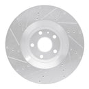 R1 12-15 Audi TTS Quattro Front Right Drilled & Slotted Silver Brake Rotor