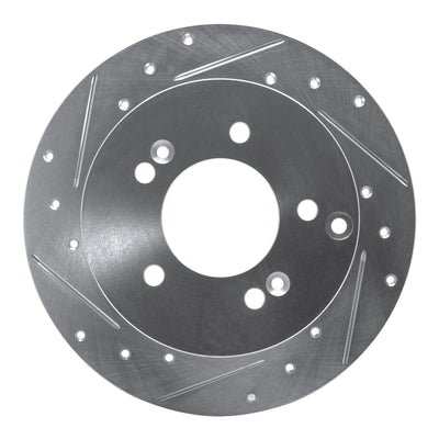 R1 07-12 Kia Rondo (Canada) Rear Left Drilled & Slotted Silver Brake Rotor