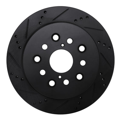 R1 01-06 Lexus LS430 Rear Left Drilled & Slotted Black Brake Rotor